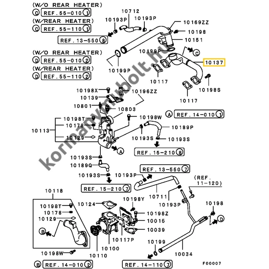 MD369293 Mitsubishi Pajero Hengerfej By-Pass - Megkerülő Vízcső 3.0L 6G72 2000-2006