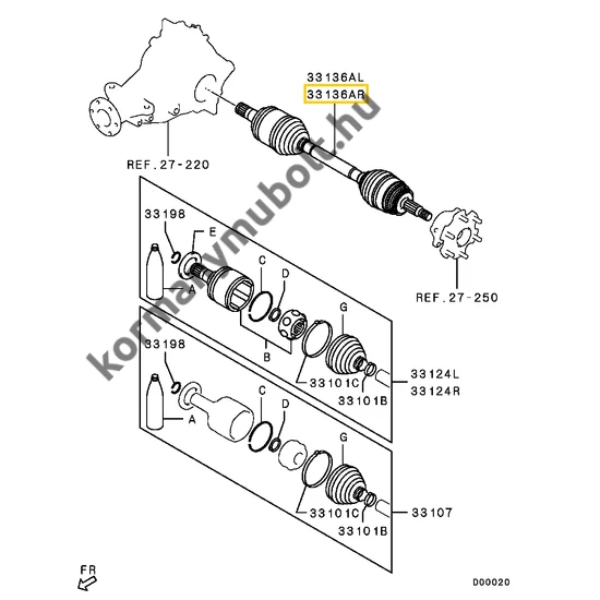 3715A098 Mitsubishi Pajero Hátsó Féltengely JOBB 2006-2019