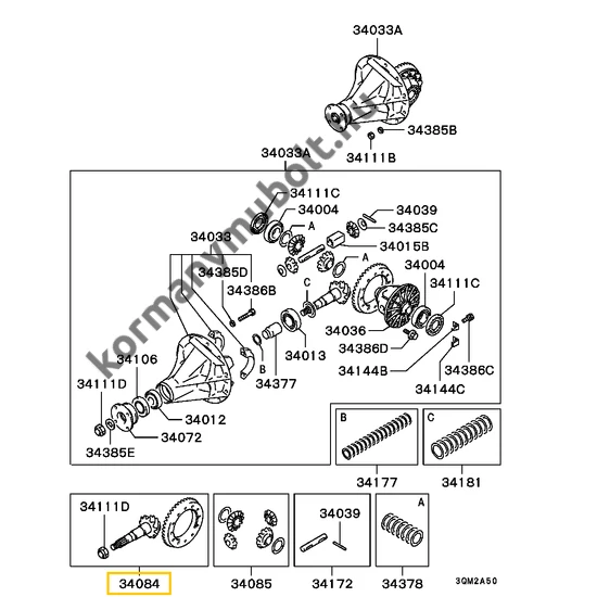 MB598487 Mitsubishi L200 Differenciálmű Kúpkerék - Tányérkerék Szett K74T 1996-2007