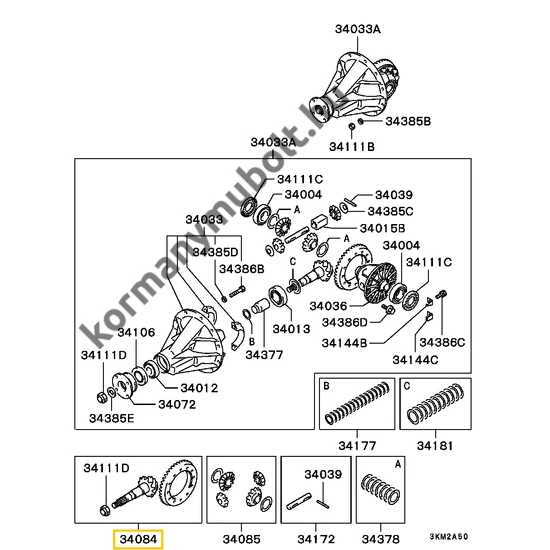 MB598487 Mitsubishi Pajero Differenciálmű Kúpkerék - Tányérkerék Szett 1993-2004