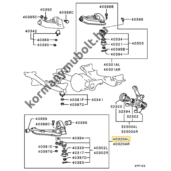MB698511 Mitsubishi L300 Lengőkar Alsó Bal 1990-2008