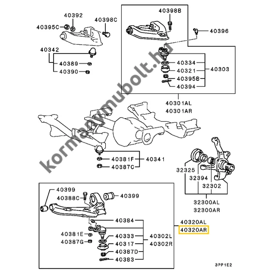 MB698512 Mitsubishi L300 Lengőkar Alsó Jobb 1990-2008