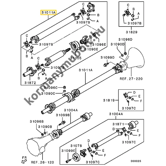 3401A445 Mitsubishi L200 Hátsó Kardántengely KB 2009-2015
