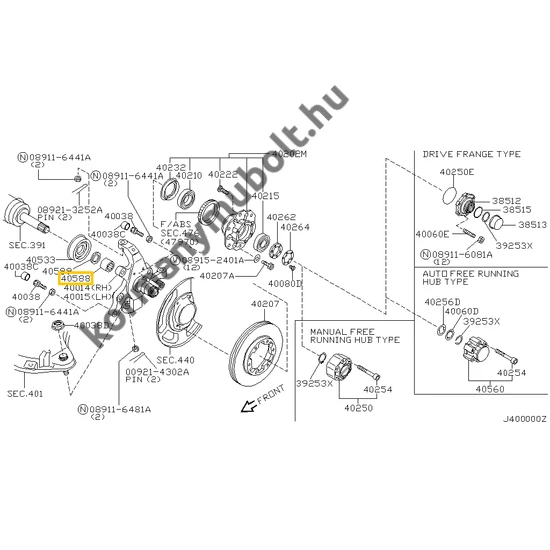 40588-88G00 Nissan Navara Tengelycsonk Féltengely Tűgörgős Csapágy D22 1998-2012
