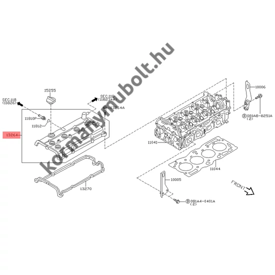 13264-8H303 Nissan Murano Szelepfedél 2.5L QR25DE 2004-2007