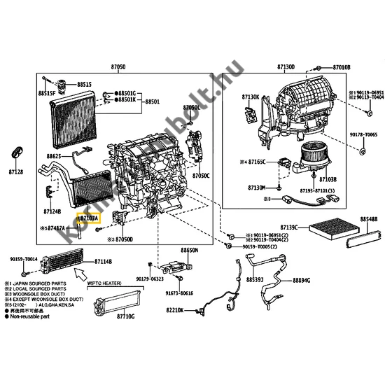 87107-0K170 Toyota Hilux Fűtőradiátor GGN KUN LAN TGN 2015-től
