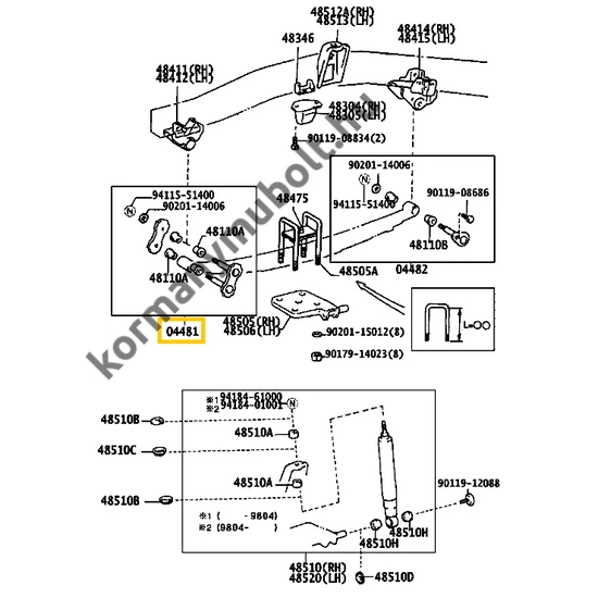 04483-60060 Toyota Land Cruiser Laprugó Kengyel Rugó Nyolcas 1984-1999