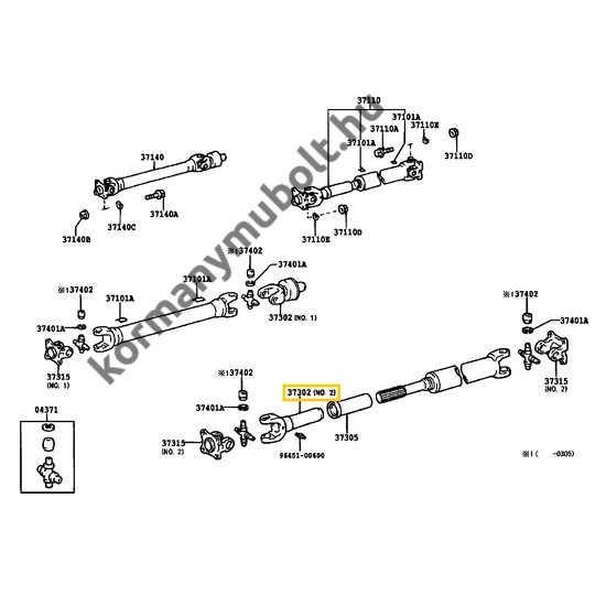 37302-35050 Toyota Dyna Kardánvilla Kardán Csúszka 1987-2001, 2021-től