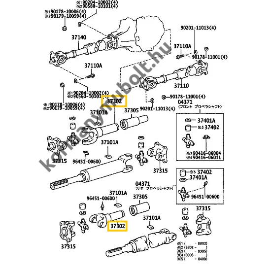 37302-35050 Toyota Dyna Kardánvilla Kardán Csúszka 1987-2001, 2021-től