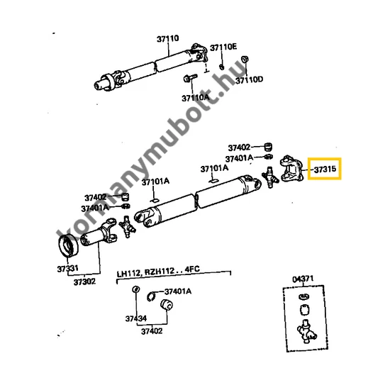 37315-35040 Toyota Hiace Talpas Kardánvilla 1985-2007