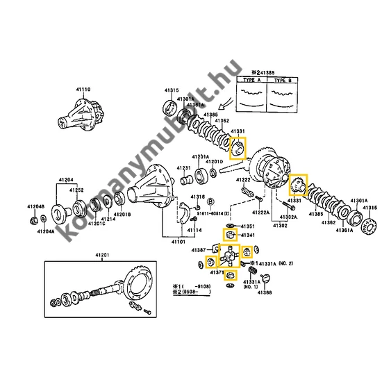 41039-34070 Toyota Hiace Hátsó Differenciálmű Bolygókerék Napkerék Szett 1989-től