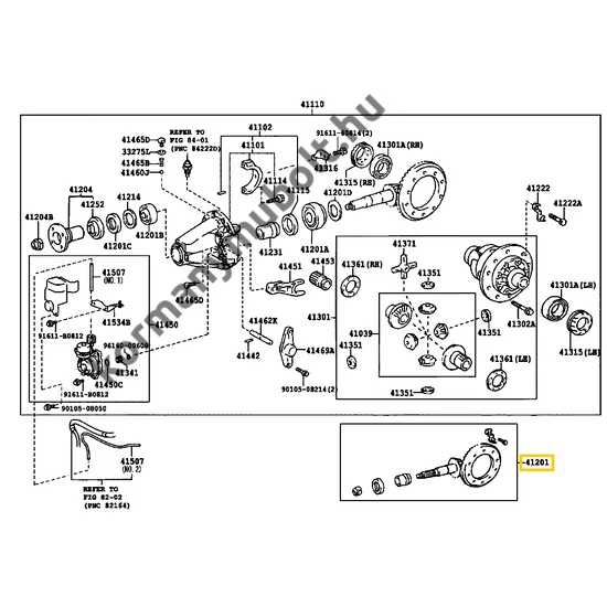41201-09B30 Toyota Hilux Hátsó Differenciálmű Tányérkerék Kúpkerék Szett 2011-2015