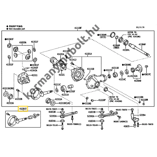 41201-79135 Toyota Land Cruiser Első Differenciálmű Tányérkerék Kúpkerék Szett 2006-2017