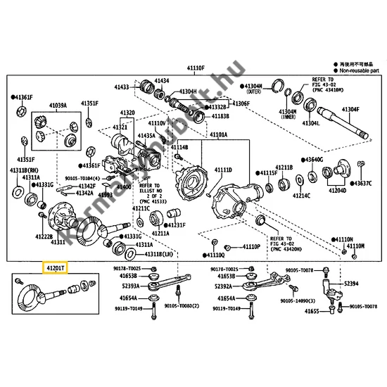 41039-71020 Toyota Hilux Első Differenciálmű Bolygókerék Napkerék Szett 2004-2015