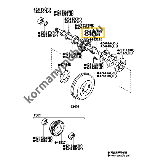 42421-0K020 Toyota Hilux Hátsó Hajtótengely Csapágyház 2004-2012