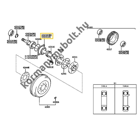 42421-35050 Toyota Hilux Hátsó Hajtótengely Csapágyház 1997-2005