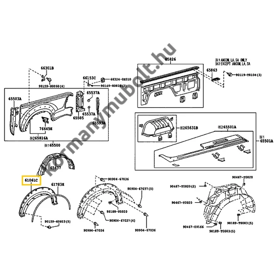 61681-0K909 Toyota Hilux Sárvédő Szélesítés Jobb Hátsó GGN KUN LAN TGN 2004-2012