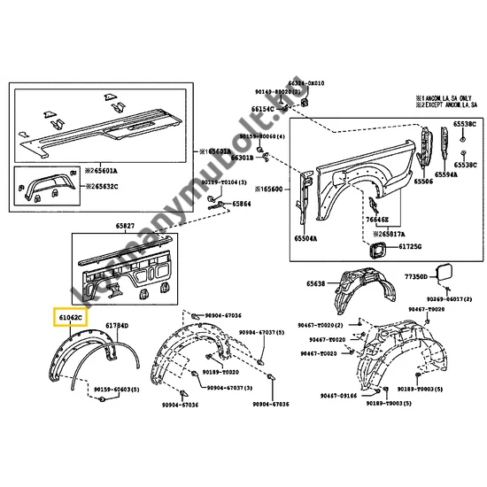 61682-0K909 Toyota Hilux Sárvédő Szélesítő Bal Hátsó GGN KUN LAN TGN 2004-2012