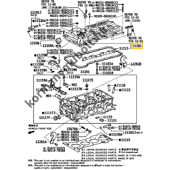 11201-75080 Toyota Hilux Szelepfedél 2.0L 2.7L 2015-től