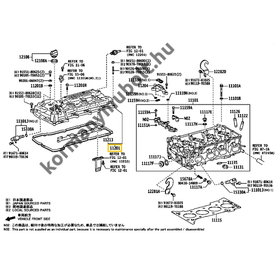 11201-75080 Toyota Dyna Szelepfedél 2.0L 1TRFE 2021-től